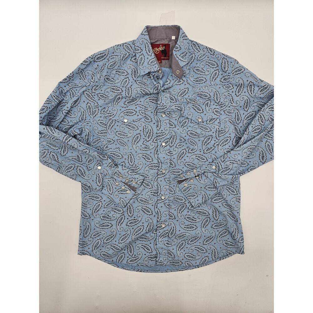 Rodeo Clothing Co Men's Western Long Sleeve Shirt Red White Plaid Size MEDIUM